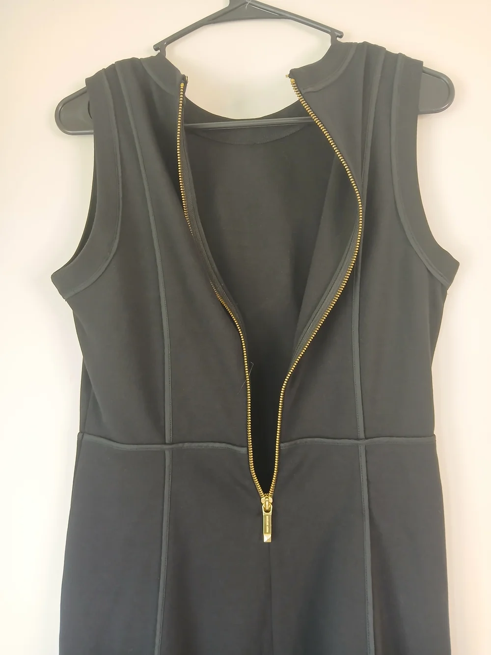 Michael Kors Sleeveless Black Dress with Gold Stud Neckline